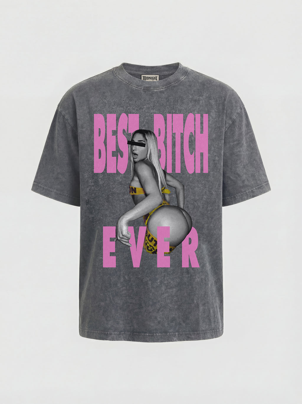 WASHED T-SHIRT "BEST BITCH" - LIGHT GREY
