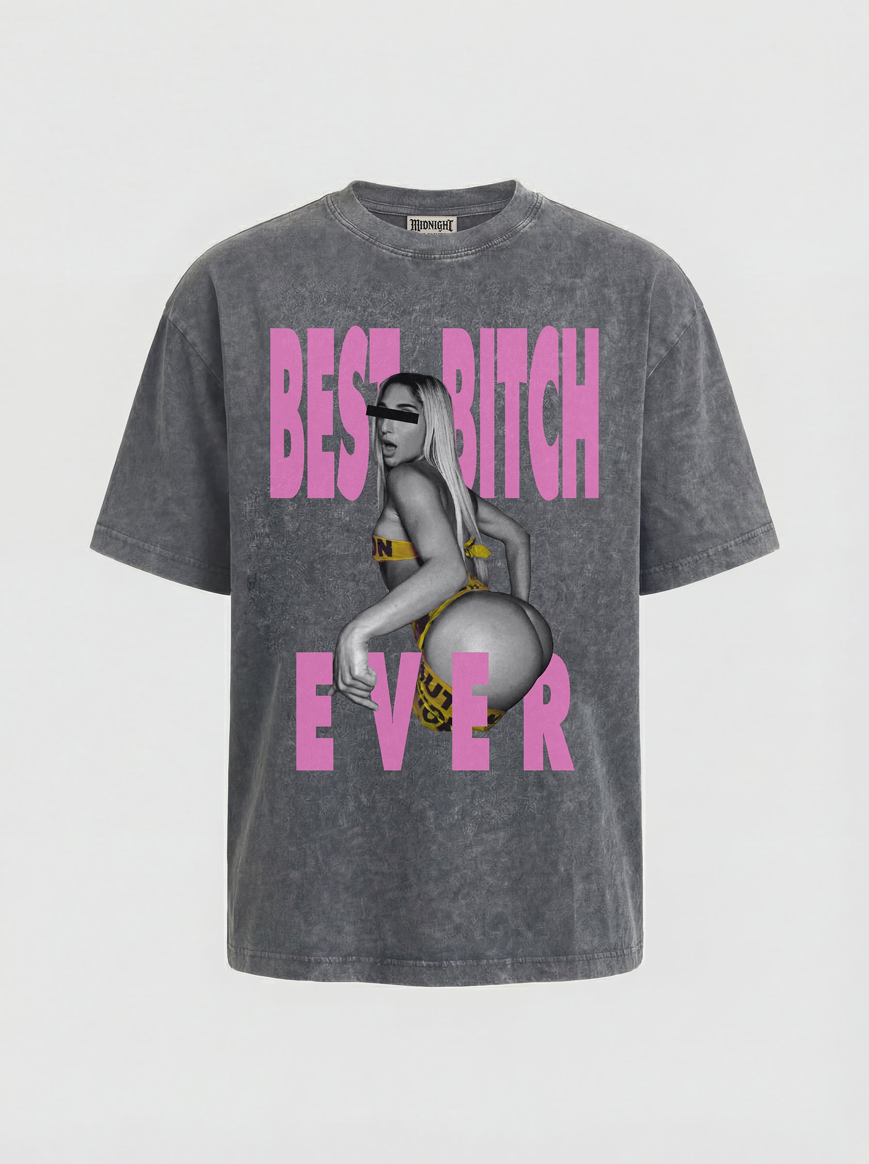 WASHED T-SHIRT "BEST BITCH" - LIGHT GREY