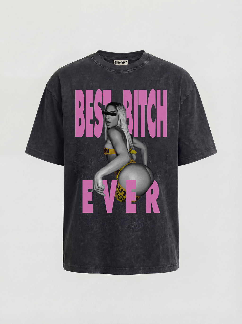 WASHED T-SHIRT "BEST BITCH" - DARK GREY