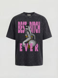 WASHED T-SHIRT "BEST BITCH" - DARK GREY