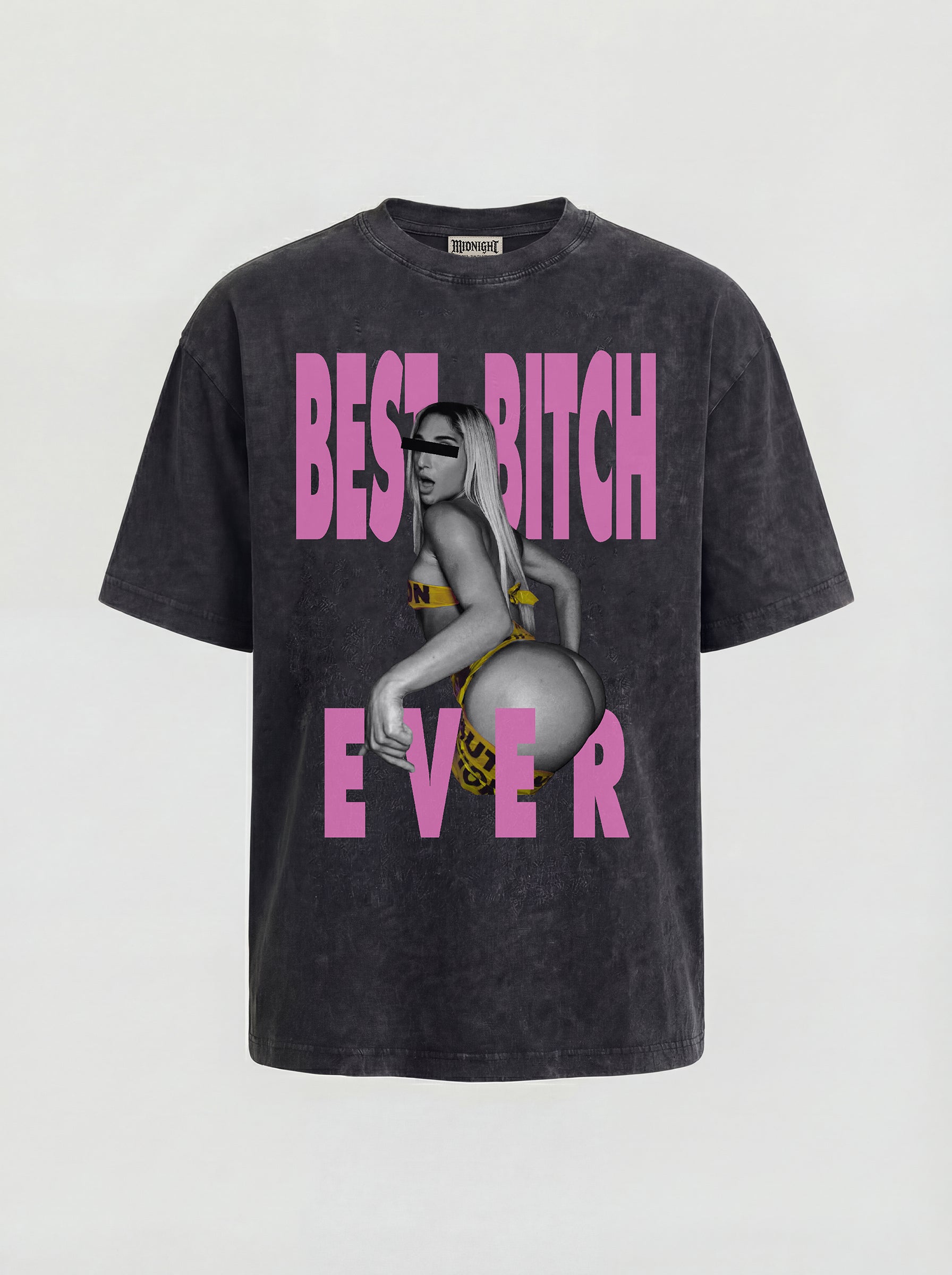 WASHED T-SHIRT "BEST BITCH" - DARK GREY