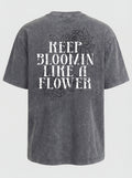 WASHED T-SHIRT "LIKE A FLOWER" - LIGHT GREY
