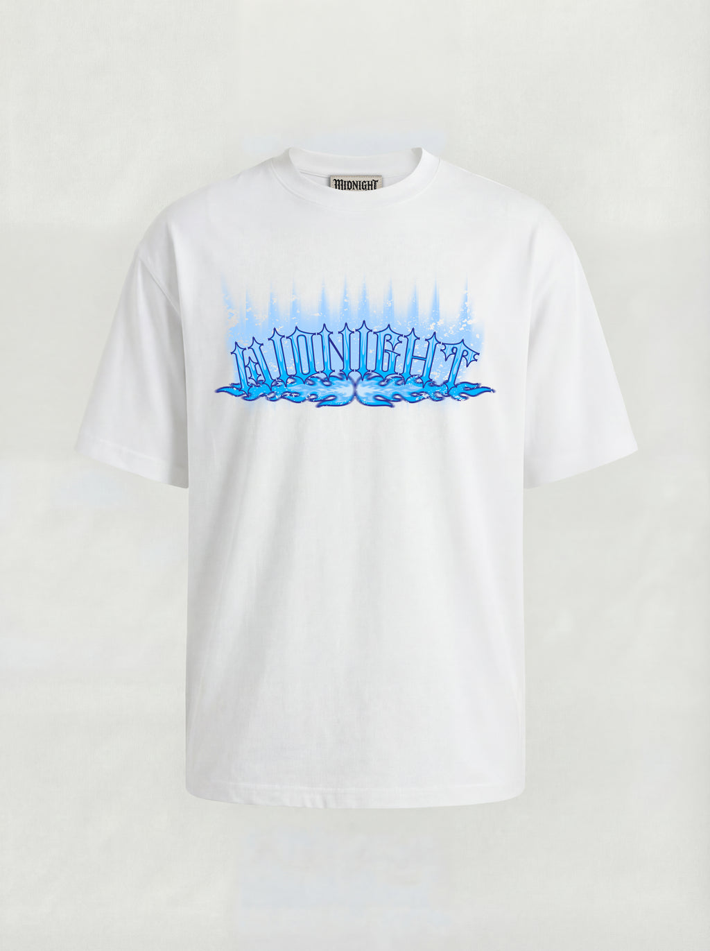T-SHIRT ESSENTIAL  "MIDNIGHT BLU FLAME" - BIANCO