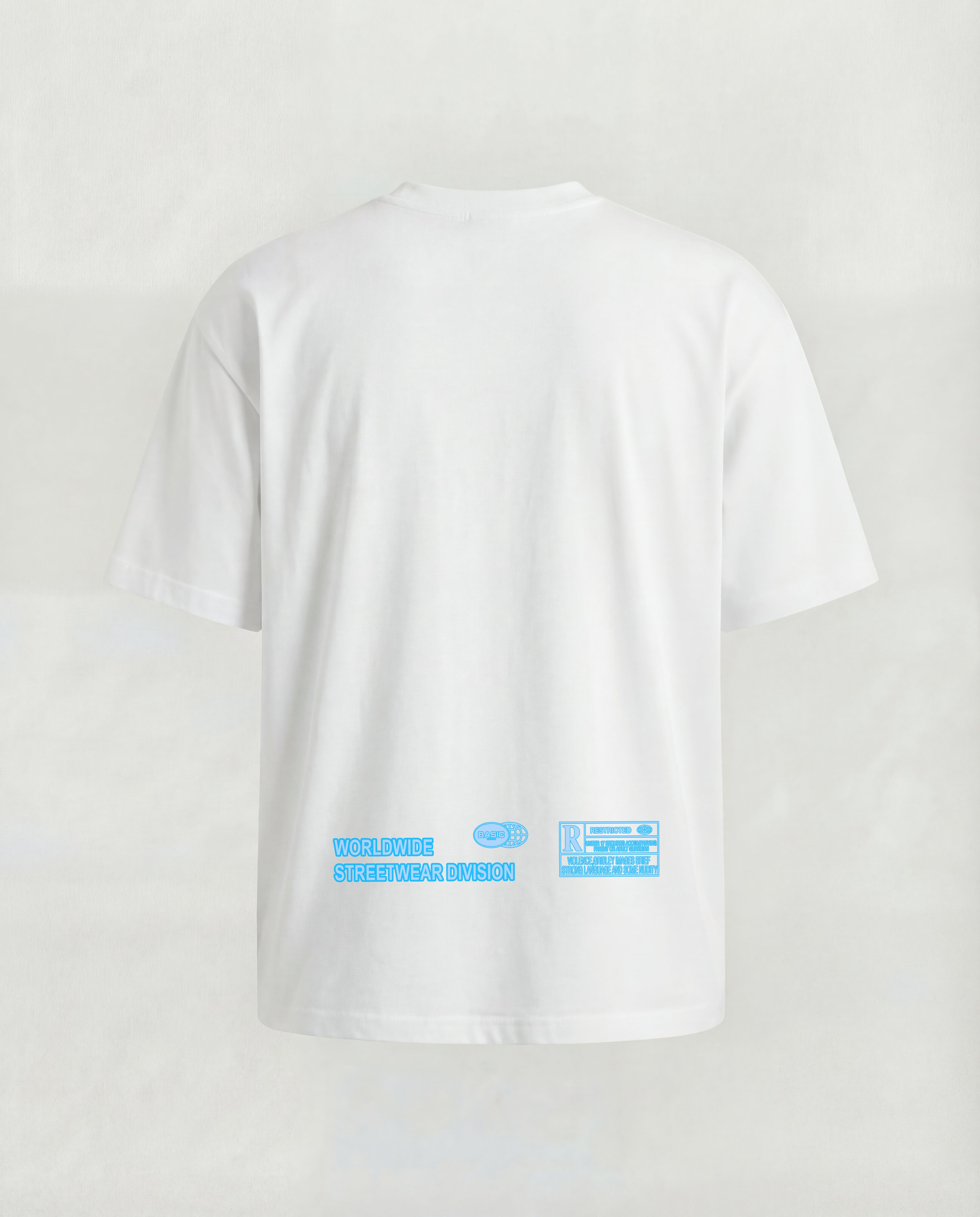 T-SHIRT ESSENTIAL  "MIDNIGHT BLU FLAME" - BIANCO