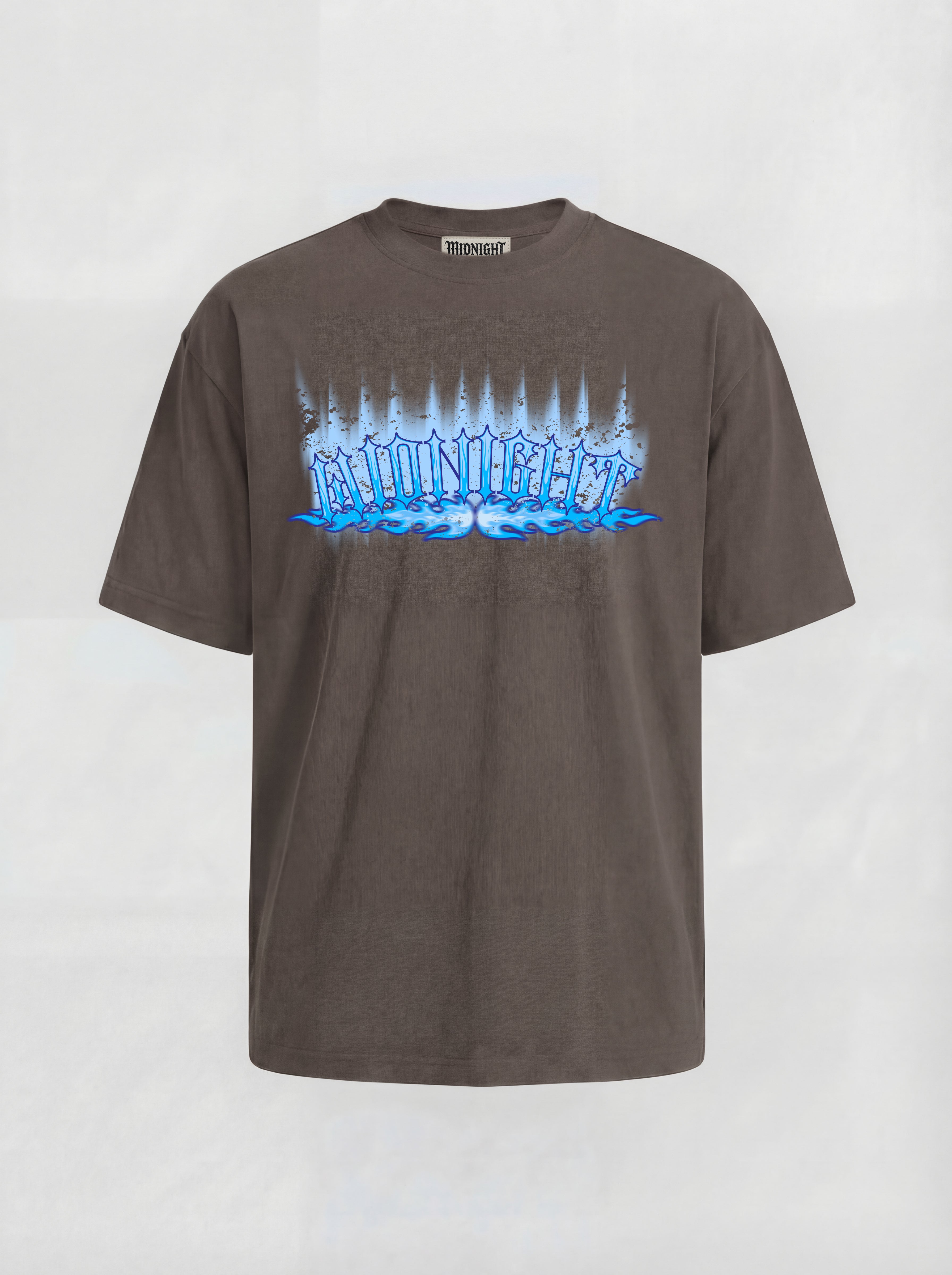 T-SHIRT ESSENTIAL  "MIDNIGHT BLU FLAME" - BROWN