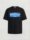 T-SHIRT ESSENTIAL  "MIDNIGHT BLU FLAME" - NERO