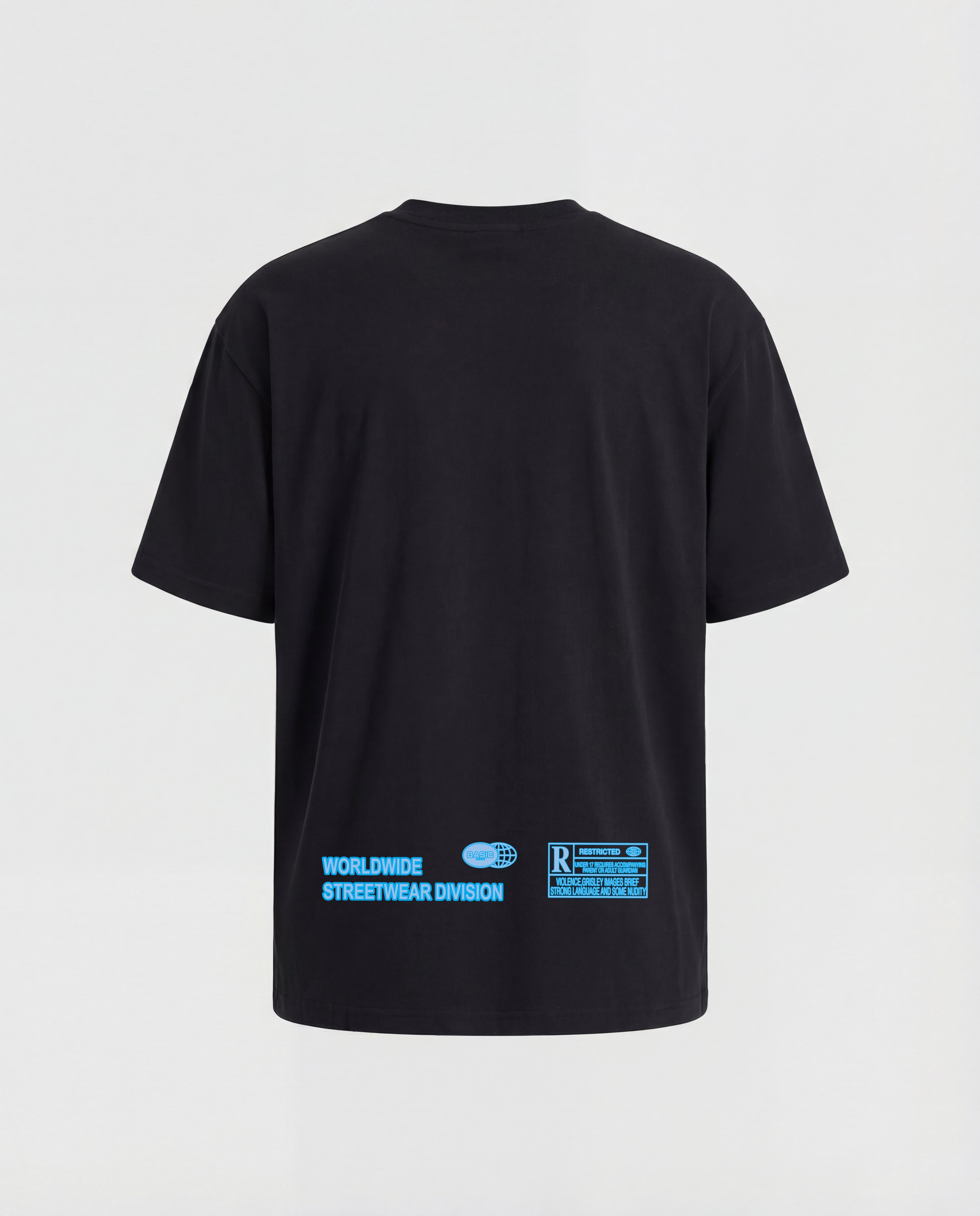 T-SHIRT ESSENTIAL  "MIDNIGHT BLU FLAME" - NERO