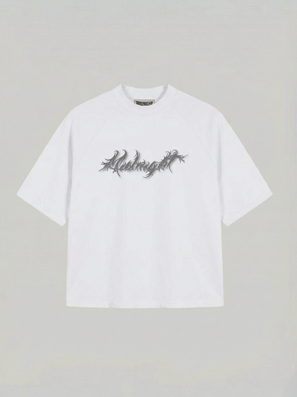 T-SHIRT OVER , TAGLIO SPALLA "MIDNIGHT SPINATO" - BIANCO