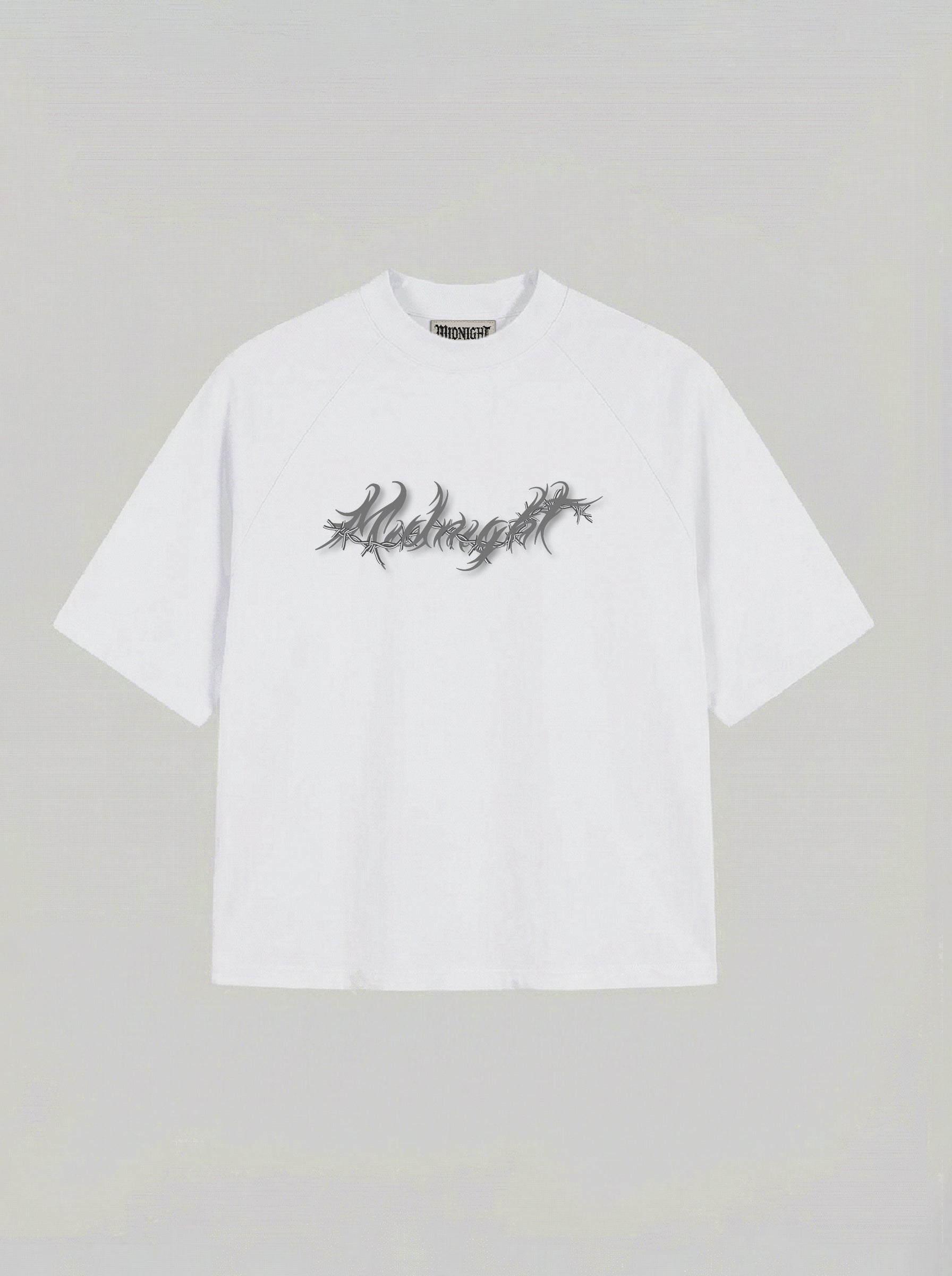 T-SHIRT OVER , TAGLIO SPALLA "MIDNIGHT SPINATO" - BIANCO