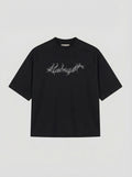 T-SHIRT OVER , TAGLIO SPALLA "MIDNIGHT SPINATO" - NERO