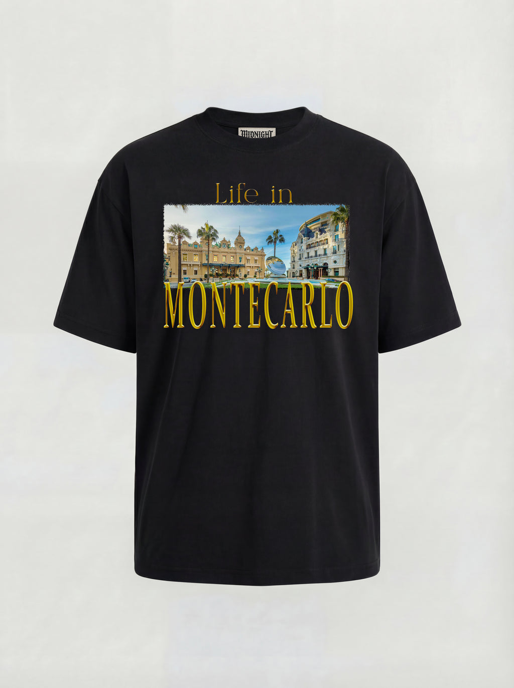 T-SHIRT ESSENTIAL "MONTECARLO"-NERO