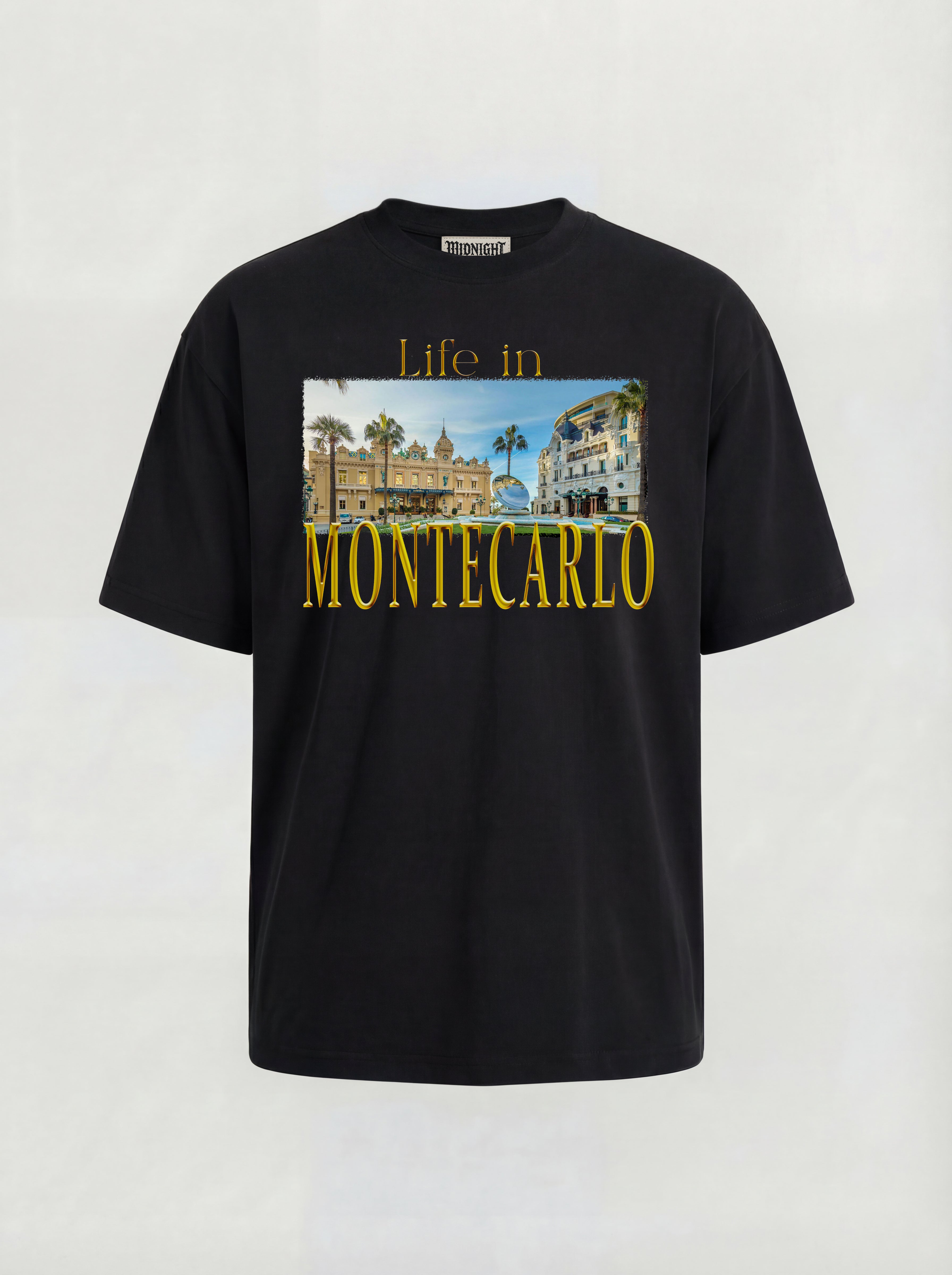 T-SHIRT ESSENTIAL "MONTECARLO"-NERO