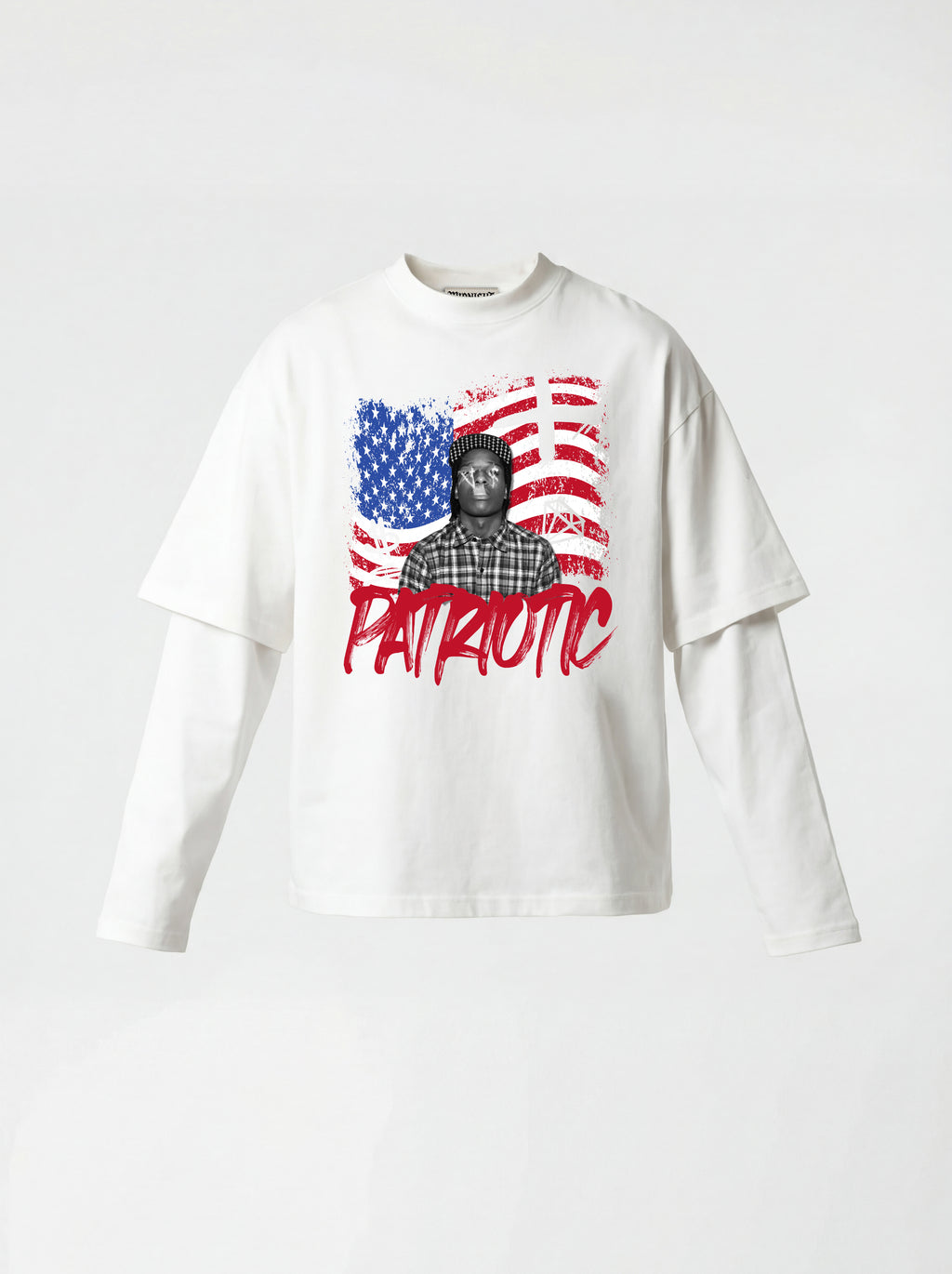 T-SHIRT LONG SLEEVE "U.S.A. PATRIOTIC" - BIANCO