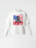 T-SHIRT LONG SLEEVE "U.S.A. PATRIOTIC" - BIANCO
