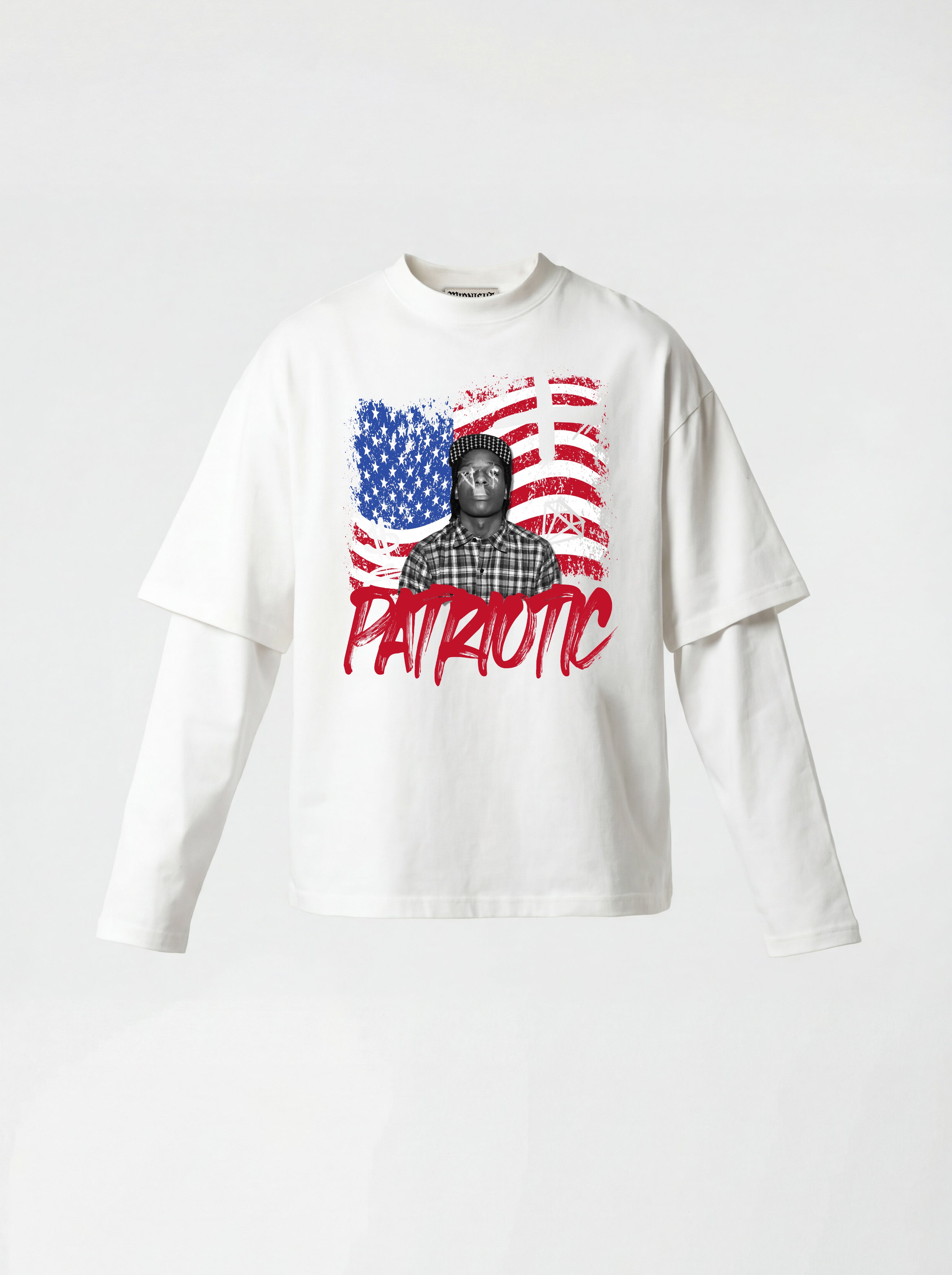 T-SHIRT LONG SLEEVE "U.S.A. PATRIOTIC" - BIANCO