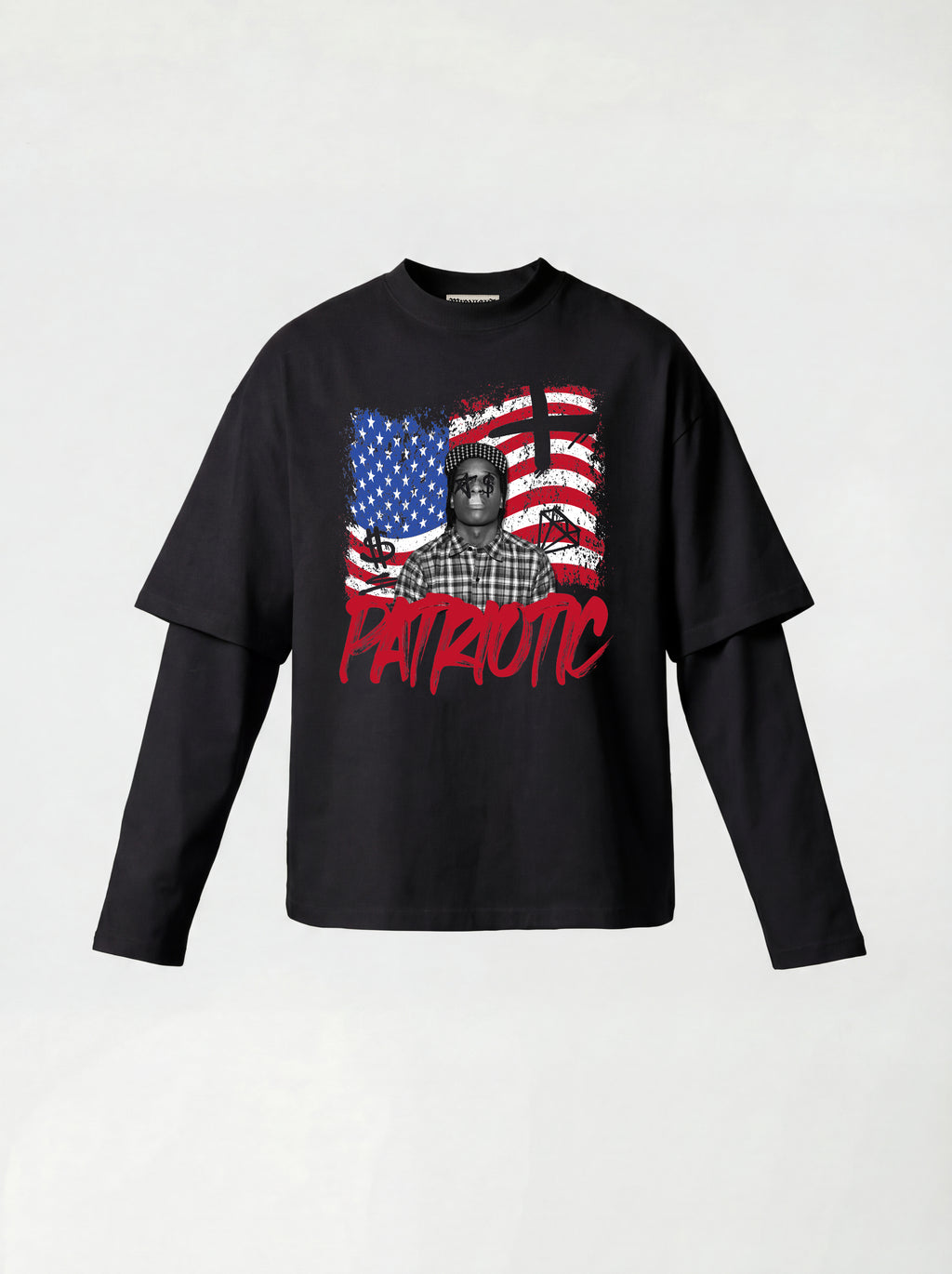 T-SHIRT LONG SLEEVE "U.S.A. PATRIOTIC"" - NERO