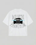 T-SHIRT OVER , TAGLIO SPALLA STAMPA "PHANTOM" - BIANCO