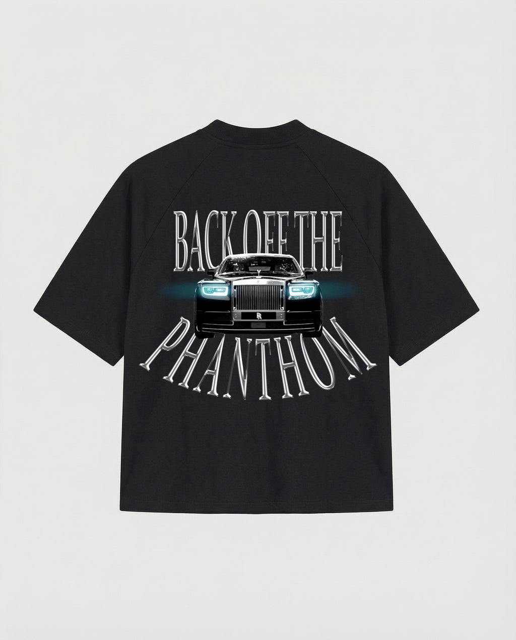 T-SHIRT OVER , TAGLIO SPALLA STAMPA "PHANTOM" - NERO