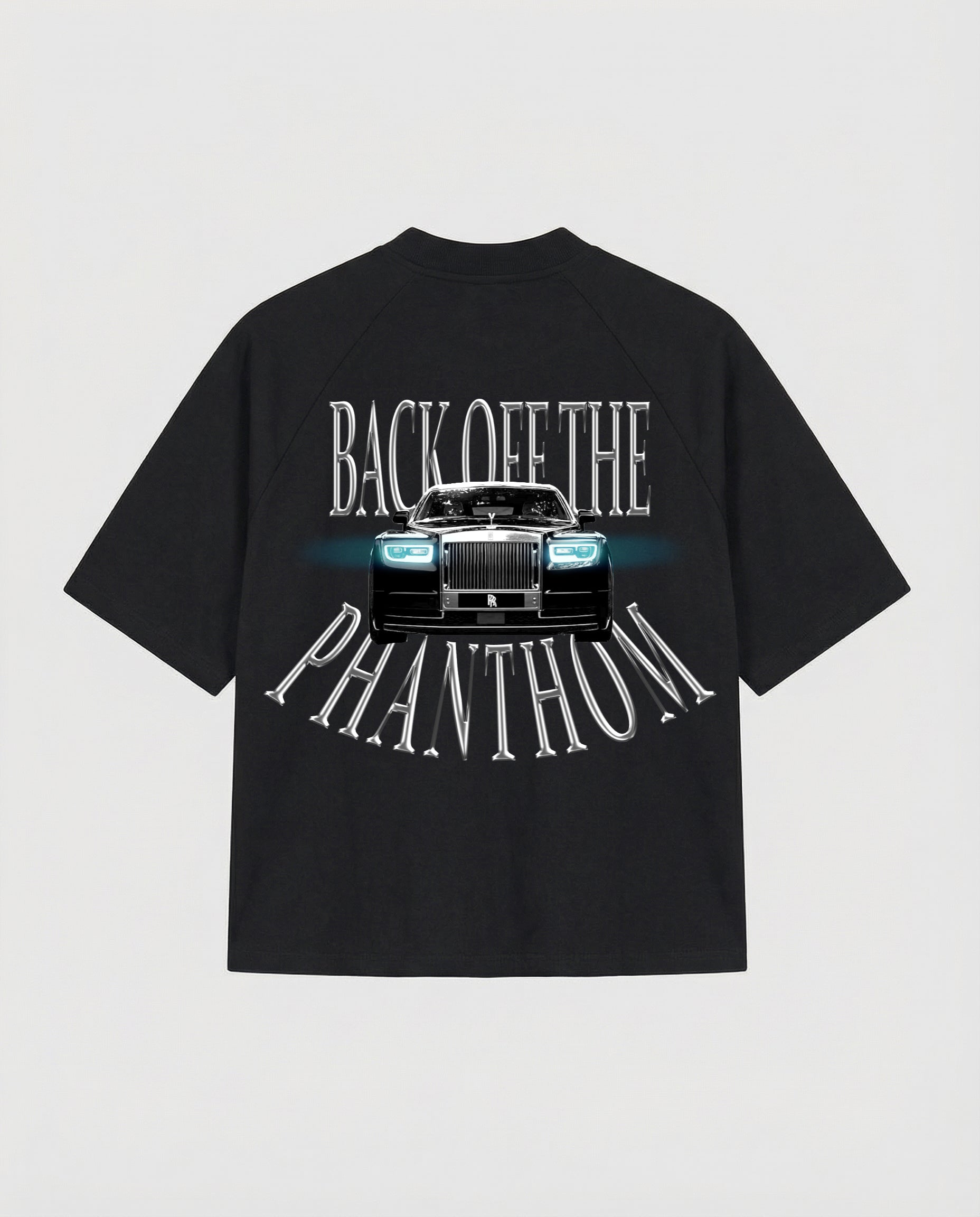 T-SHIRT OVER , TAGLIO SPALLA STAMPA "PHANTOM" - NERO