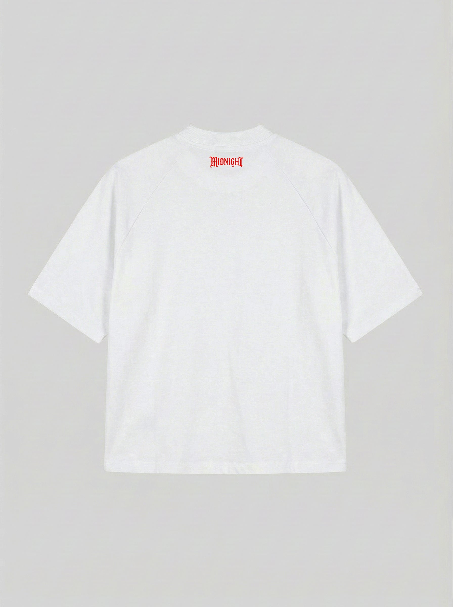 T-SHIRT OVER , TAGLIO SPALLA STAMPA "SIMPLE" - BIANCO